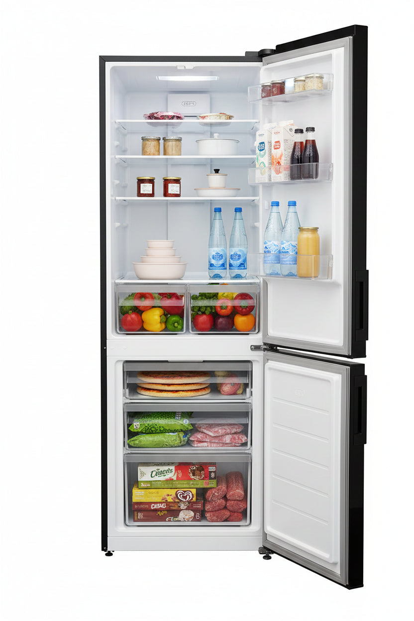 DEFY FRIDGE DAC652 C445 W/D BLACK GLASS