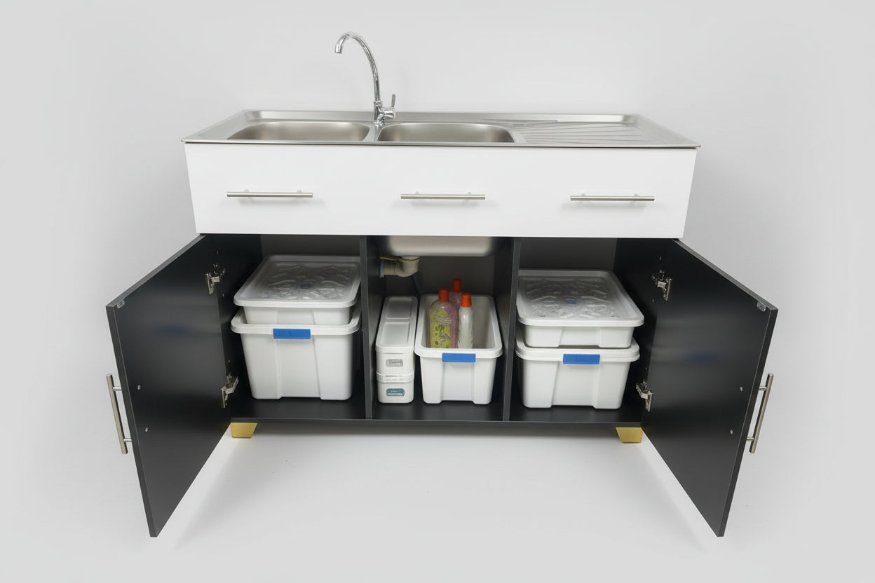 Mandoza 3dr Dbl Sink White