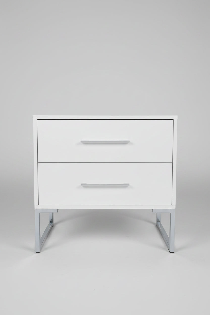 Mw 234 Night Stand White (big 2 Silver Legs)