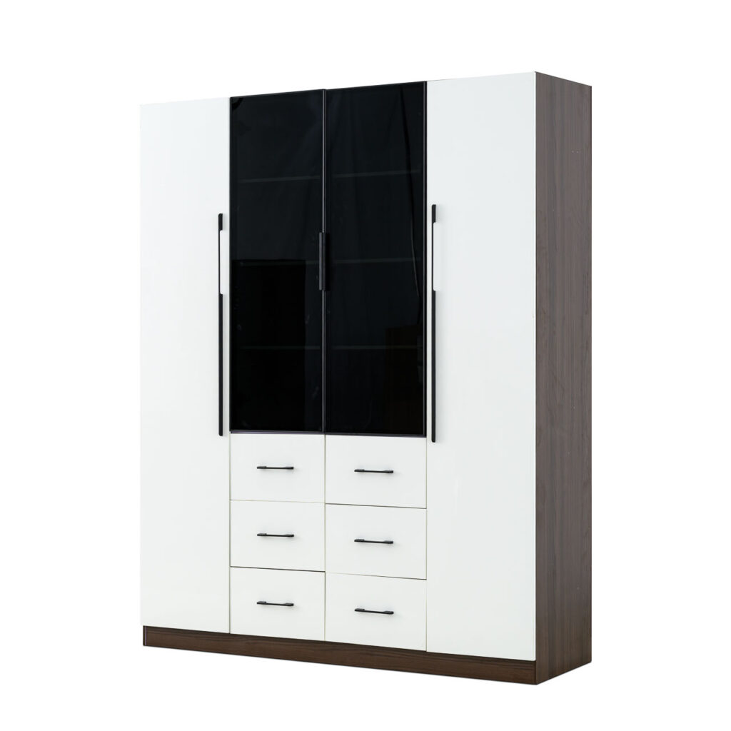 Mw 44Gl 4Dr Robe White+Woodgrain - Makoya Home