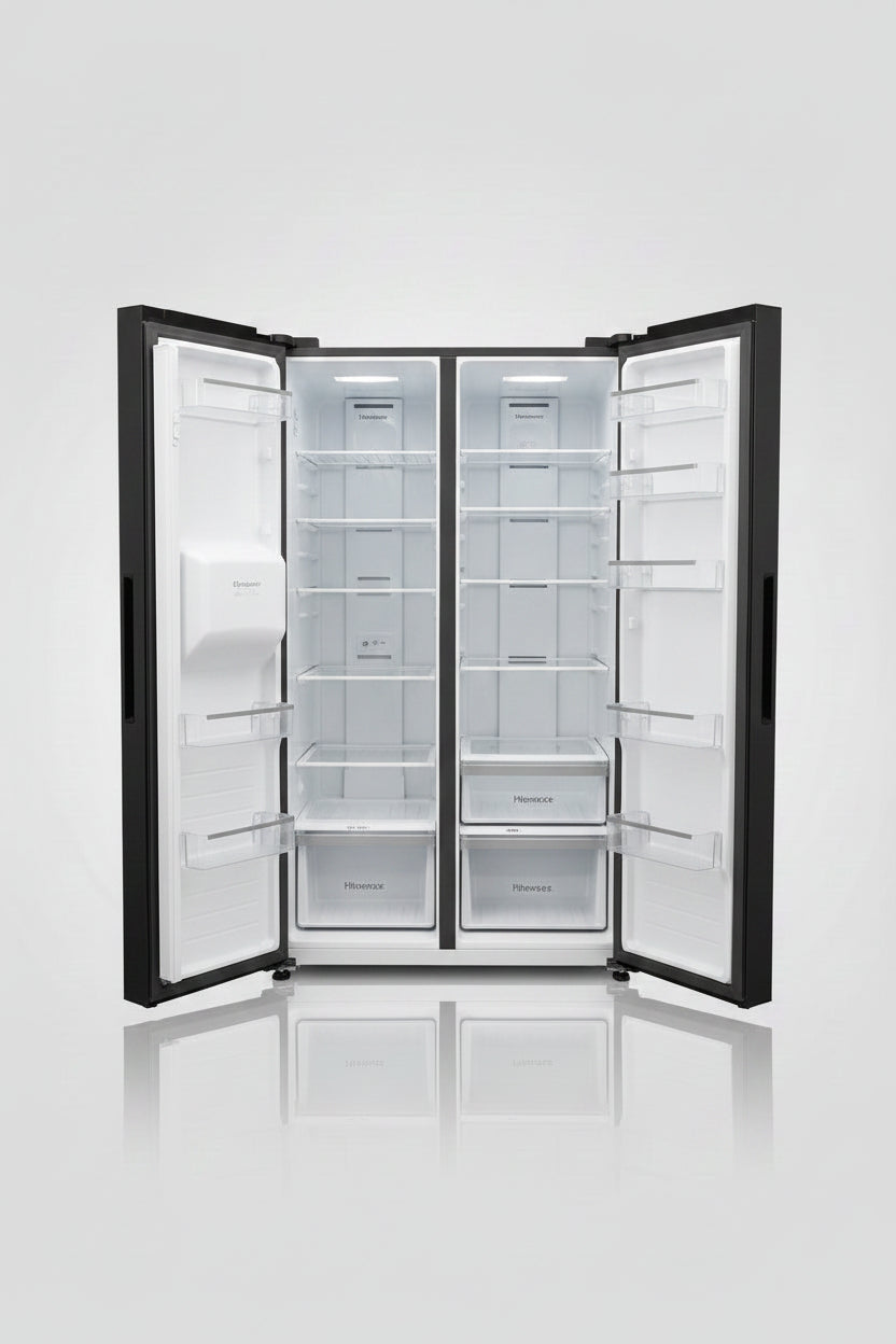 Hisense Fridge H680 sim-W/D black glass