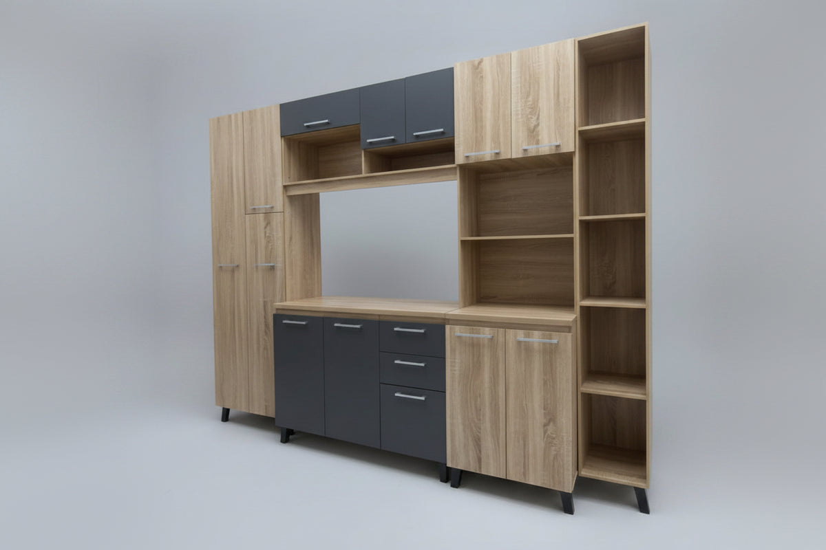 Mw Br 826 Kitchen Scheme S/Oak+Dark Grey - Makoya Home