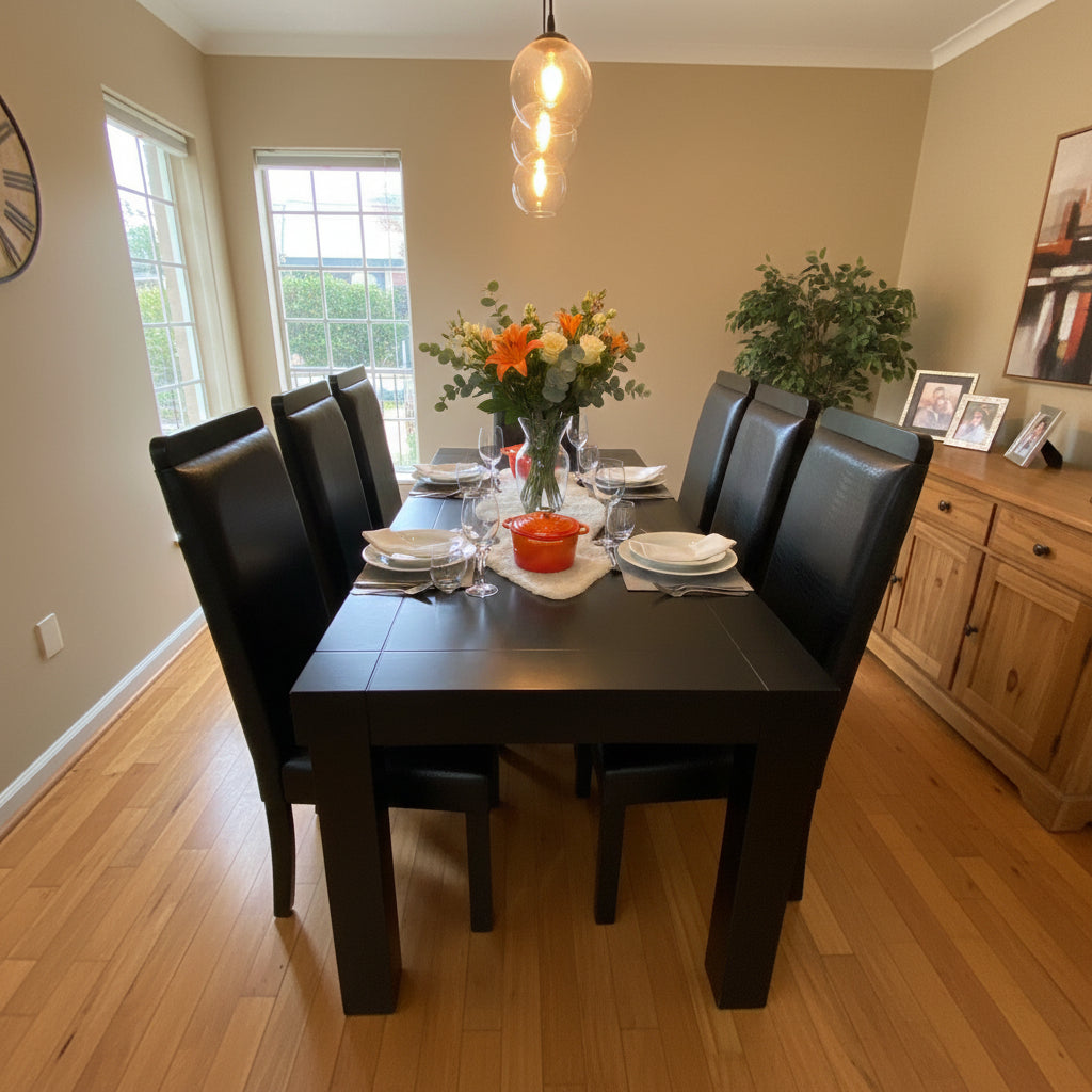 RIO 7PC DINING ROOM SUITE BLK