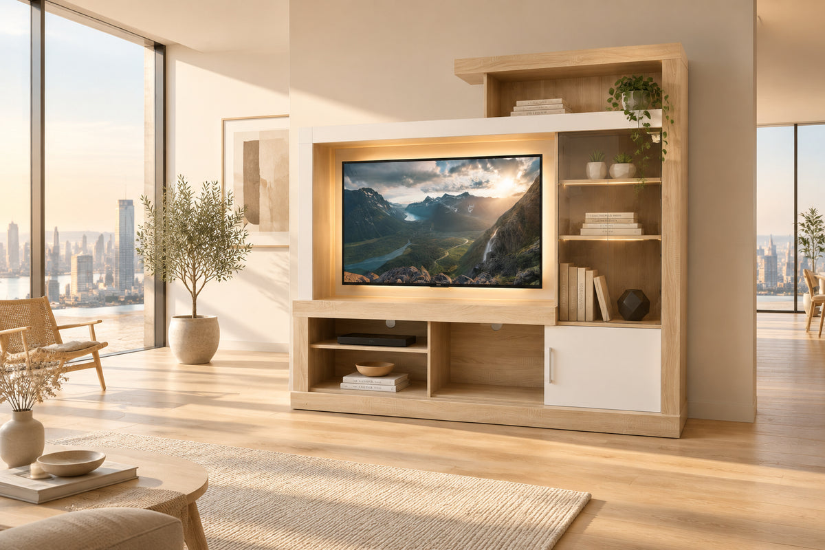 Mw BR240B Entertainment Door + Top Glass Back - Makoya Home