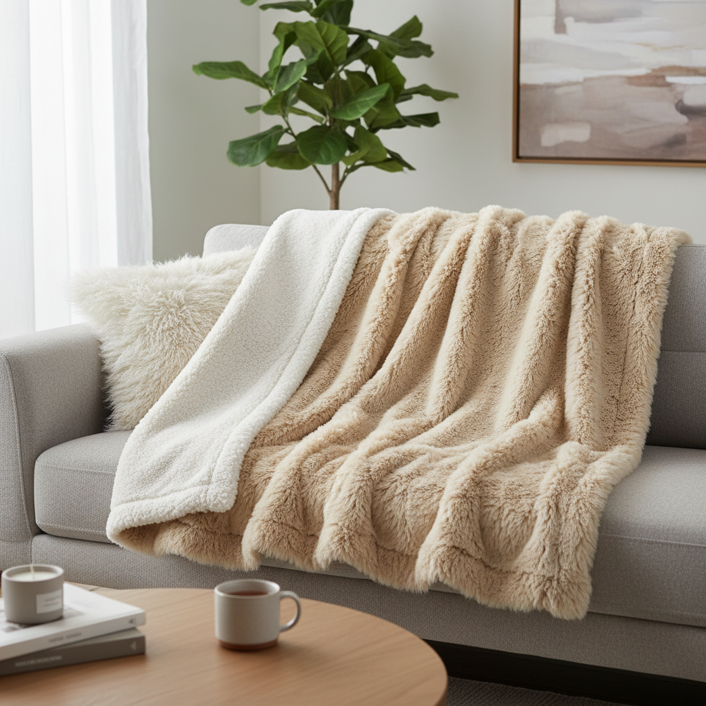 Bedding-Faux Fur Sherpa Throw 150x200