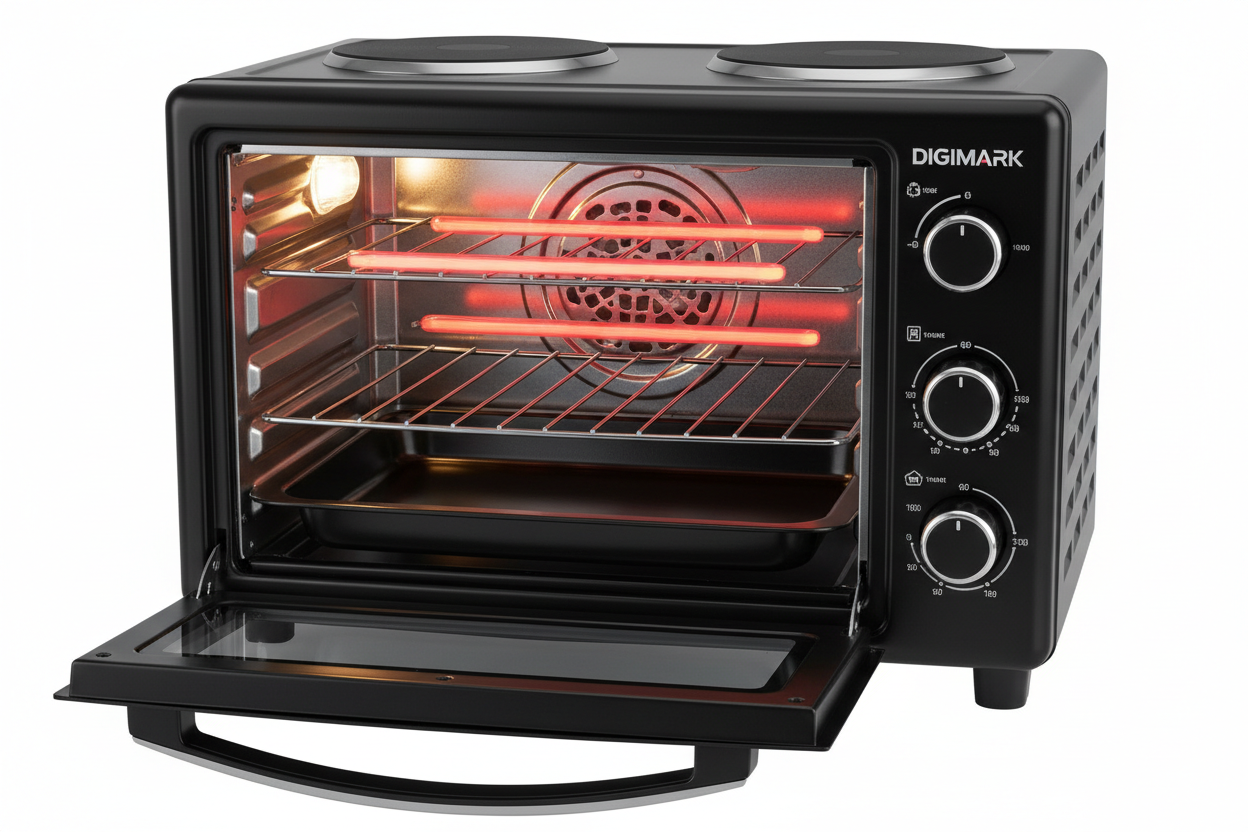 DIGIMARK 23L ELECTRC MINI OVEN +2PLT STOVE BLK