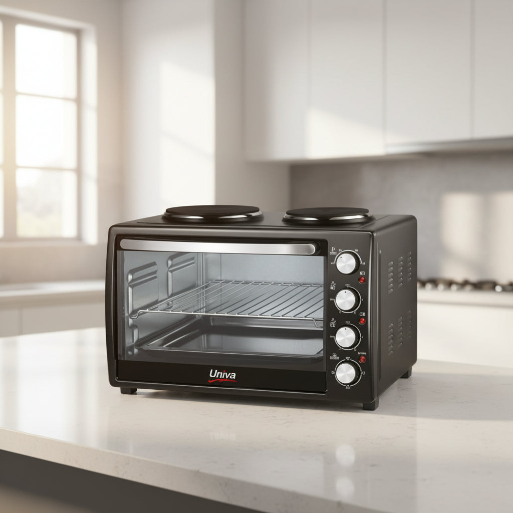 Univa 30L Mini Oven 2Plate Stove Blk Umk30B - Makoya Home