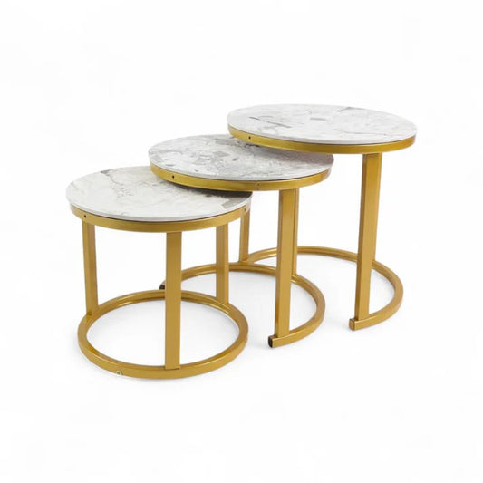 Coffee Table C-3-6 3pc Gold Leg+wht Top