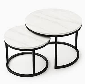 COFFEE TABLE CT-A-3 2PC BLK WITH WHT TOP