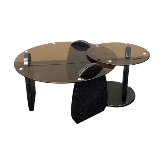LULU TEMPERED GLASS NESTING COFFEE TABLE JM168 2PC GLASS