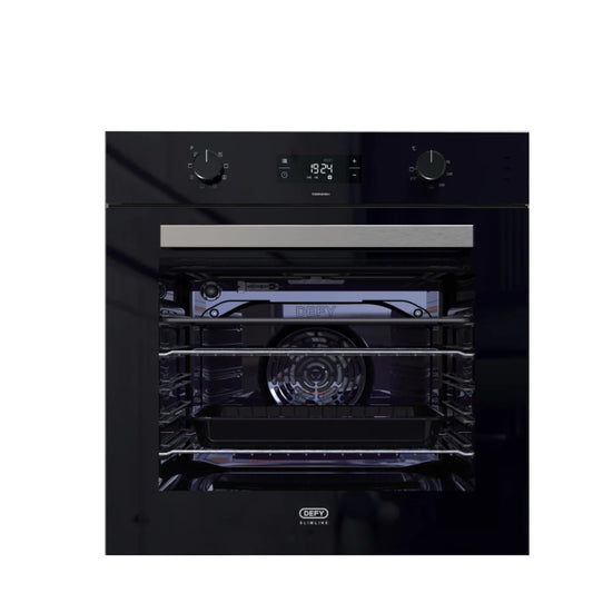 DEFY OVEN DBO489 THERMOFAN 60CM BLK GLASS