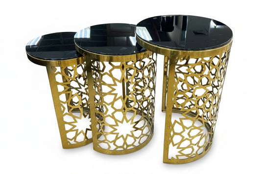 COFFEE TABLE LD19 3PC GOLD&BLK