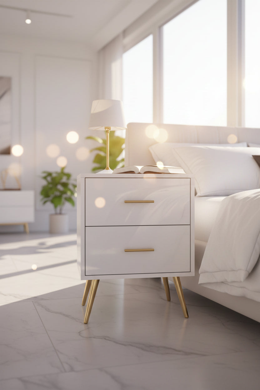 Mw 235 Night Stand White (small4 Gold Legs)