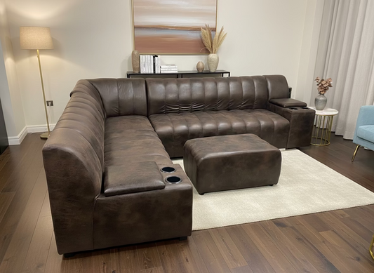 ROMA CORNER WITH CUP HOLDER+OTTOMAN L/SUITE BROWN