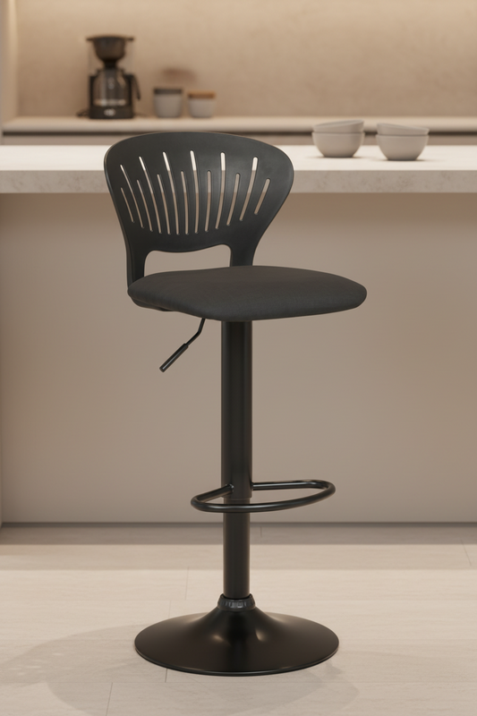 MW 092 BAR STOOL BLK PVC+PADDED SEATS