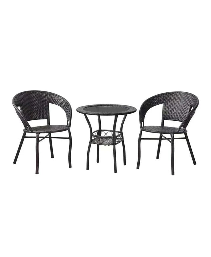 Mw Outdoor Table Chair Cbrown + Champ Plastic Stool - Makoya Home