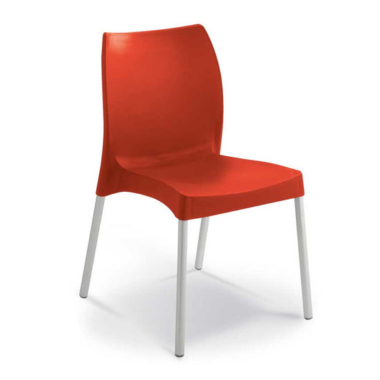 Chair Cafe Armless Metal Legs Red