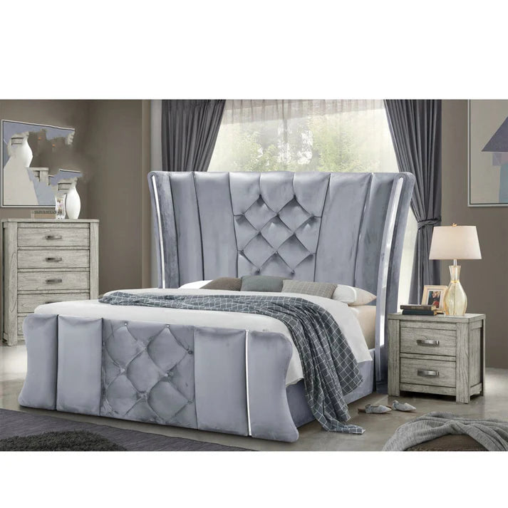 LEGENDS BELLAGIO SLEIGH BED GREY + SILVER