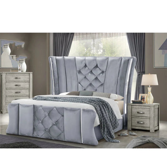 LEGENDS BELLAGIO SLEIGH BED GREY + SILVER