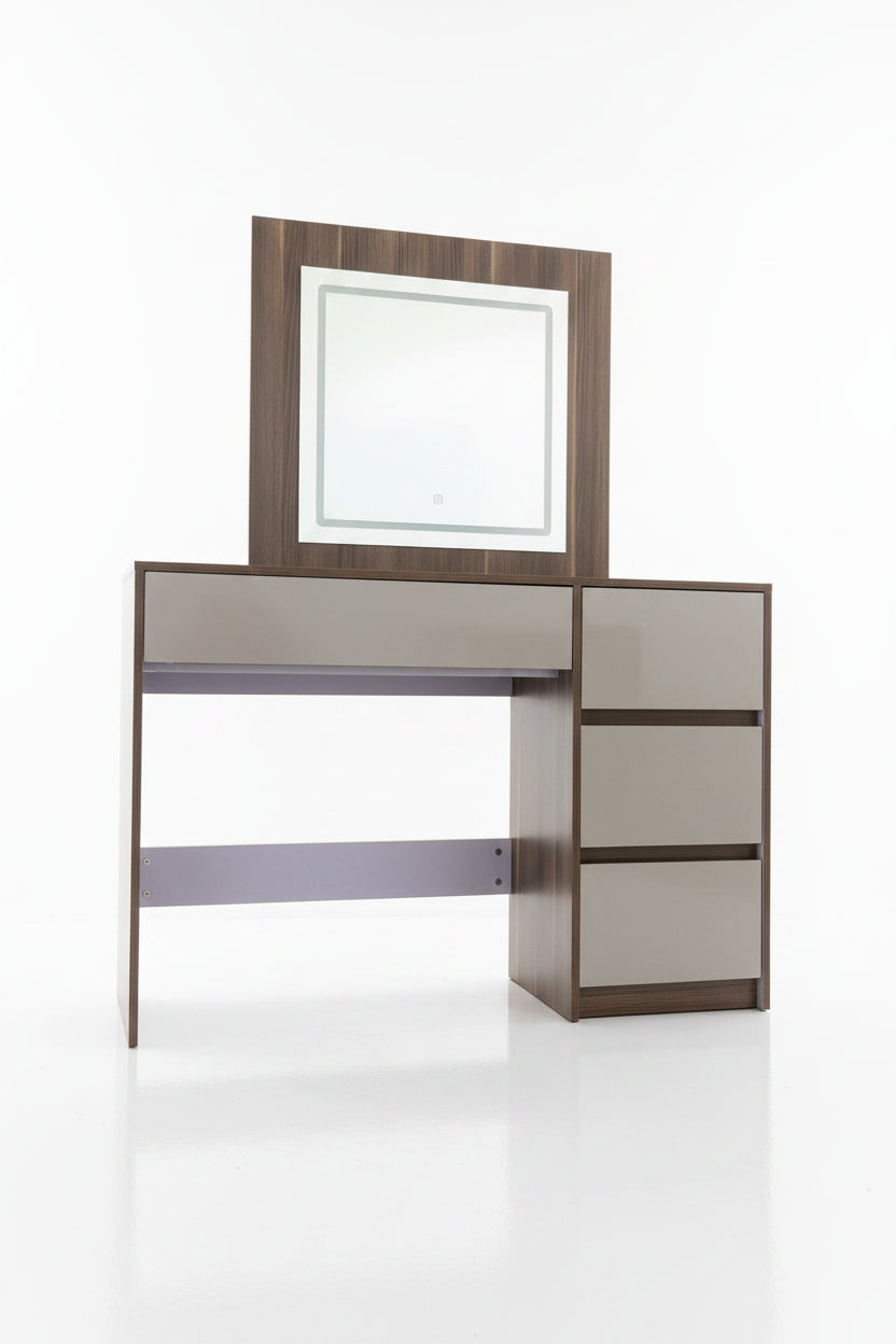 MW 2160 D/TABLE WITH MIRROR + LED CUPPUCINO + WALNUT