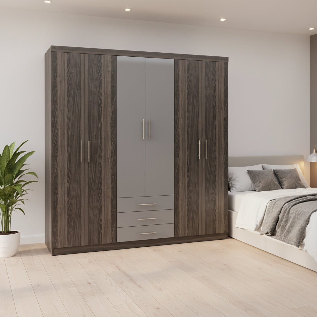 MW 99 6DR ROBE GREY+WOOD