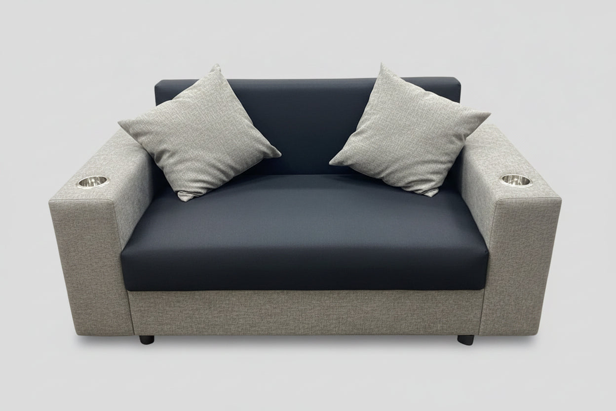Lola 2 Div 2tone Black&grey With Cup Holders - Makoya Home