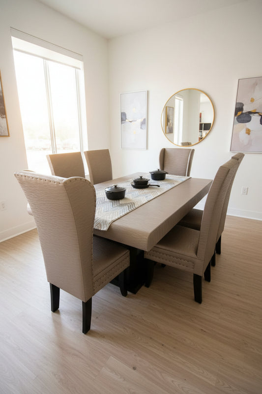 Gramo Dining Set 7Pc Full Nat Glamour - Makoya Home