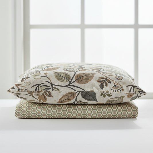 Bedding-2pk Printed Linen Std Pillows