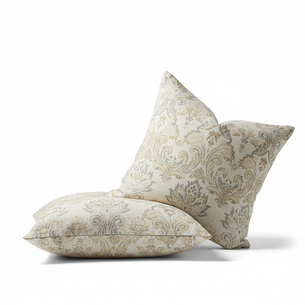 Bedding-2pk Printed Linen Std Pillows