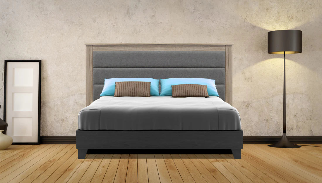 EMPIRE QUEEN H/BOARD GREY FABRIC