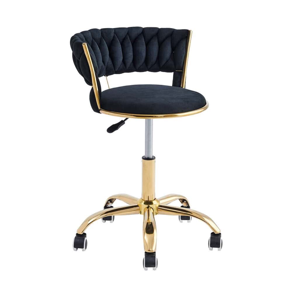 Mw Bar Chair With Wheel Black Velvet