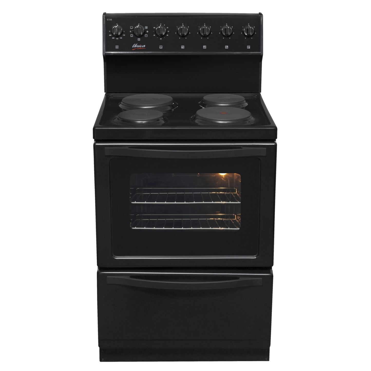UNIVA STOVE 4PLT BLACK WARMER DRAW U116B